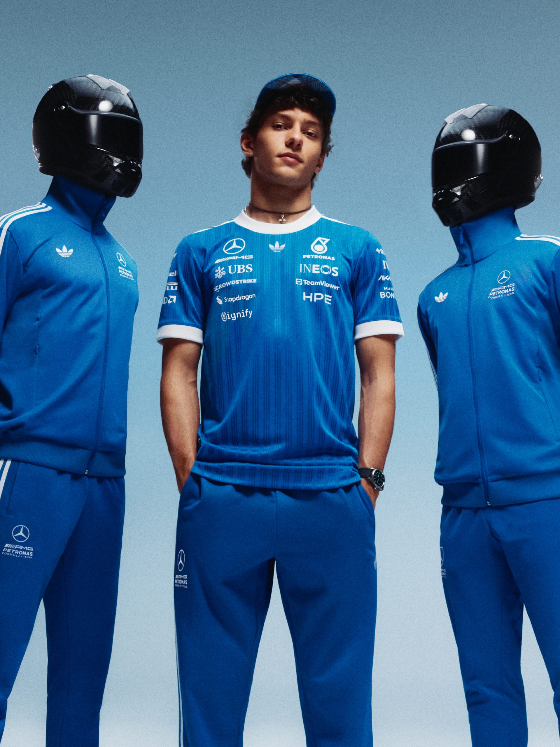 adidas攜手Mercedes AMG PETRONAS F1打造Blue Wonder系列 三葉草首度進軍賽車潮流7 scaled